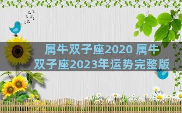 属牛双子座2020 属牛双子座2023年运势完整版